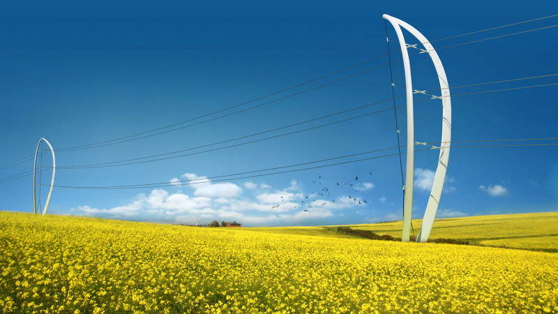 Illustration for article titled These Beautiful Giant Sculptures Support Power Lines With Style